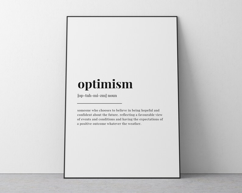 OPTIMISM DEFINITION PRINT, Wall Art Print, Quote Wall Art, Wall Decor ...