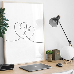 LINE DRAWING PRINT Heart Line Drawing Print Abstract Line Art Minimalistic Prints Heart Drawing Wall Art Home Décor image 5