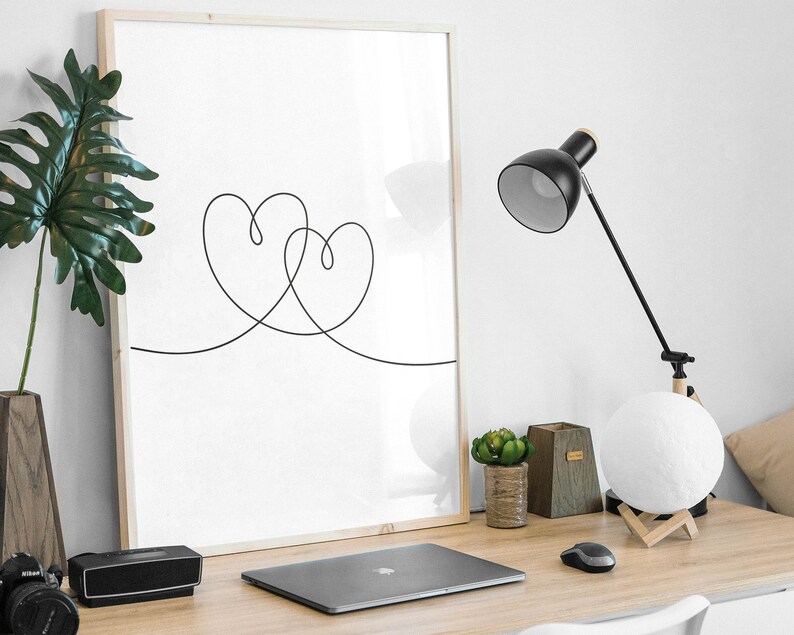 LINE DRAWING PRINT Heart Line Drawing Print Abstract Line Art Minimalistic Prints Heart Drawing Wall Art Home Décor image 5