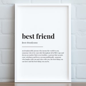 BEST FRIEND DEFINITION Meaning Printable Wall Art Best Friend Gift Digital Download Print image 5