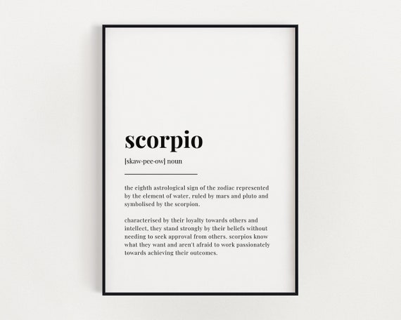 SCORPIO DEFINITION PRINT | Wall Art Print | Scorpio Print | Gift For Scorpio | Zodiac Star Sign | Astrology Art