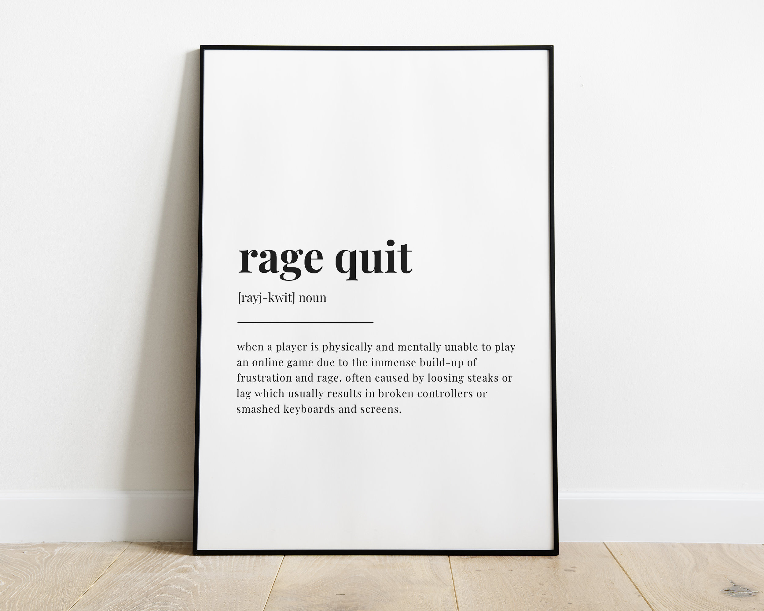 RAGE QUIT DEFINITION Meaning Digital Download Printable Wall 