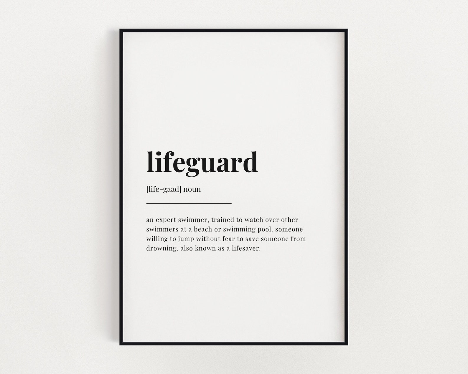 LIFEGUARD DEFINITION MEANING Printable Wall Art Lifeguard Etsy UK