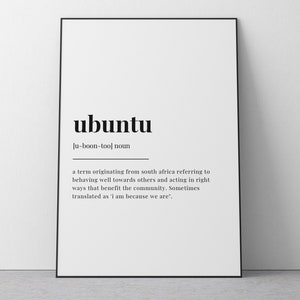 UBUNTU DEFINITION PRINT Wall Art Print Ubuntu Print Definition Print Quote Print image 4