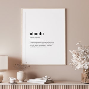 UBUNTU DEFINITION PRINT Wall Art Print Ubuntu Print Definition Print Quote Print image 2