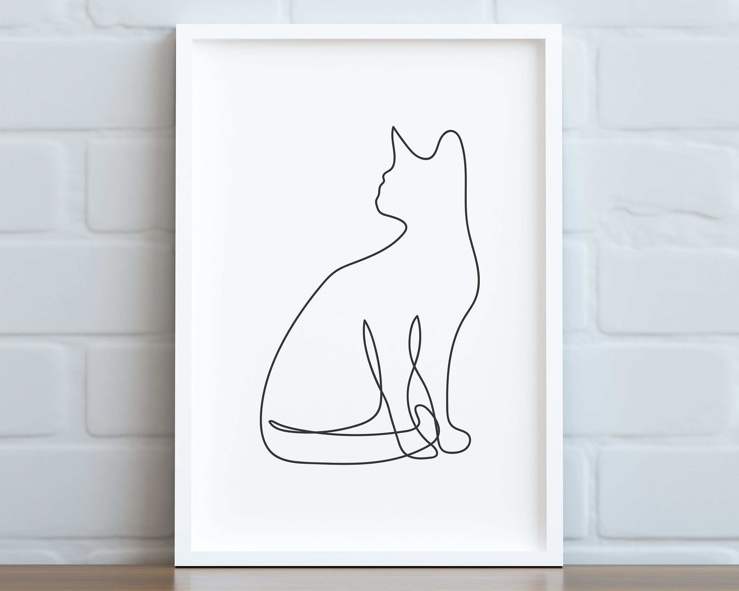 CAT LINE DRAWING Printable Wall Art | Instant Download | Black and ...
