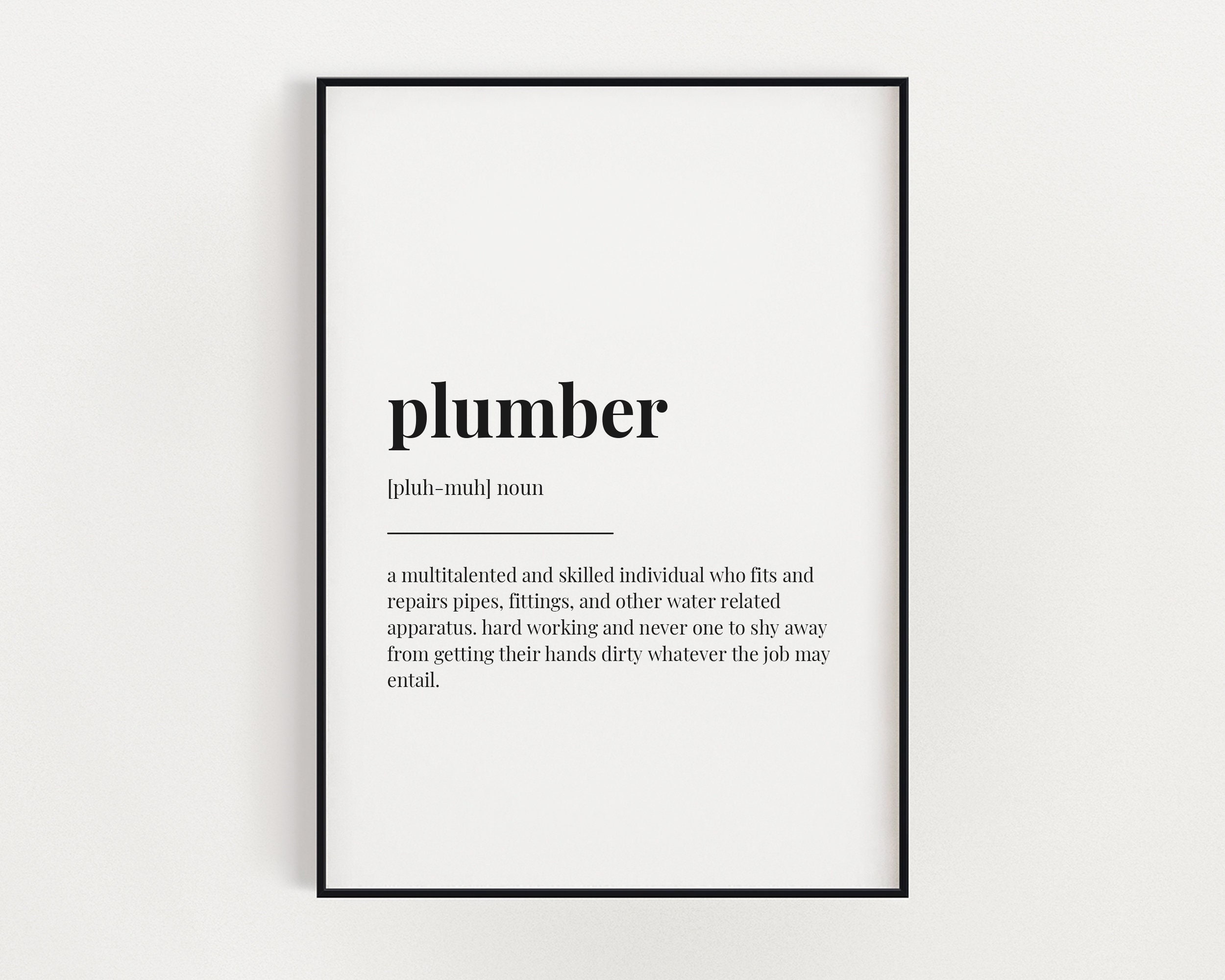 PLUMBER DEFINITION MEANING Printable Wall Art Gift for Etsy