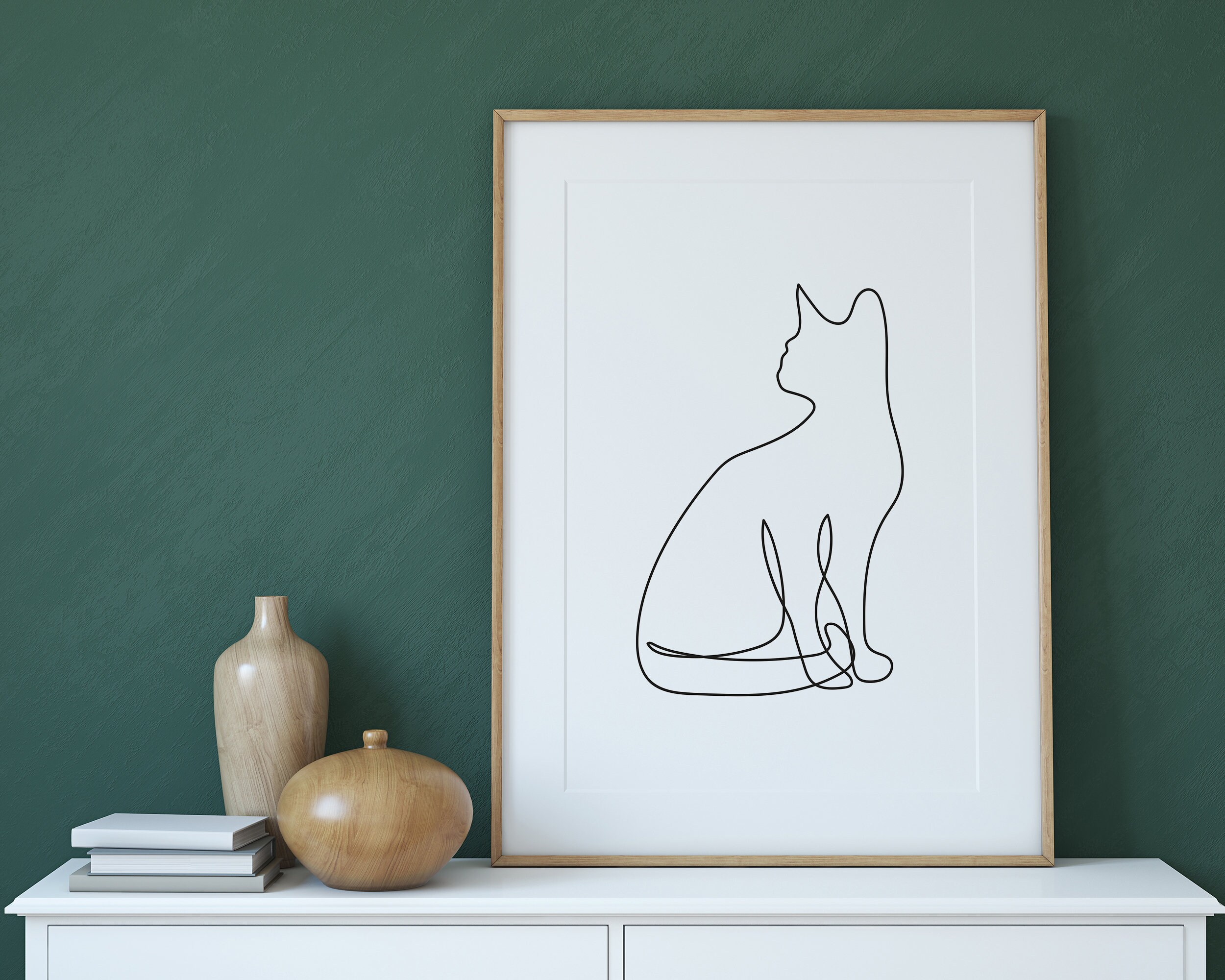 CAT LINE DRAWING Printable Wall Art | Instant Download | Black and ...