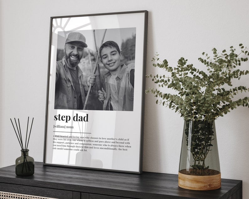 PERSONALISED STEP DAD Definition Print, Wall Art Print, Step Dad Gift, Step Dad Print, Photo Definition Print, Custom Gift With Photo image 4