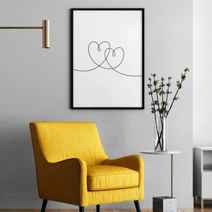 LINE DRAWING PRINT Heart Line Drawing Print Abstract Line Art Minimalistic Prints Heart Drawing Wall Art Home Décor image 3