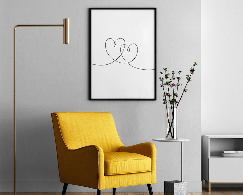 LINE DRAWING PRINT Heart Line Drawing Print Abstract Line Art Minimalistic Prints Heart Drawing Wall Art Home Décor image 3