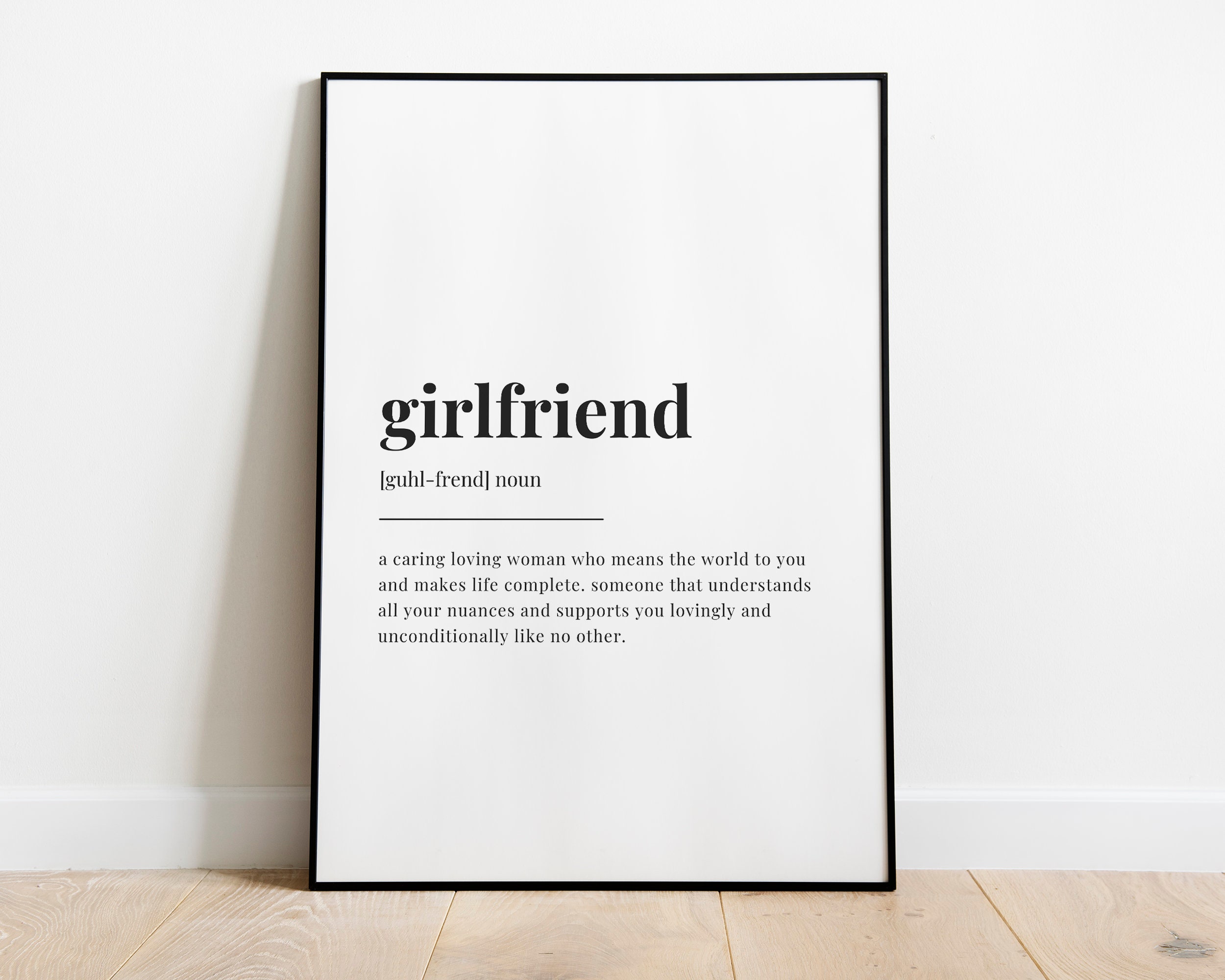 GIRLFRIEND DEFINITION PRINT | Wall Art Print | Gift for Girlfriend ...