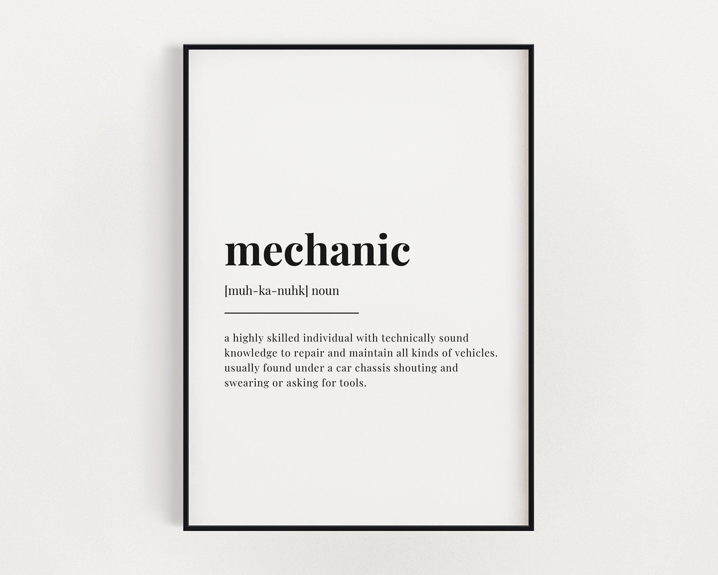 MECHANIC DEFINITION MEANING Printable Wall Art Mechanic Etsy