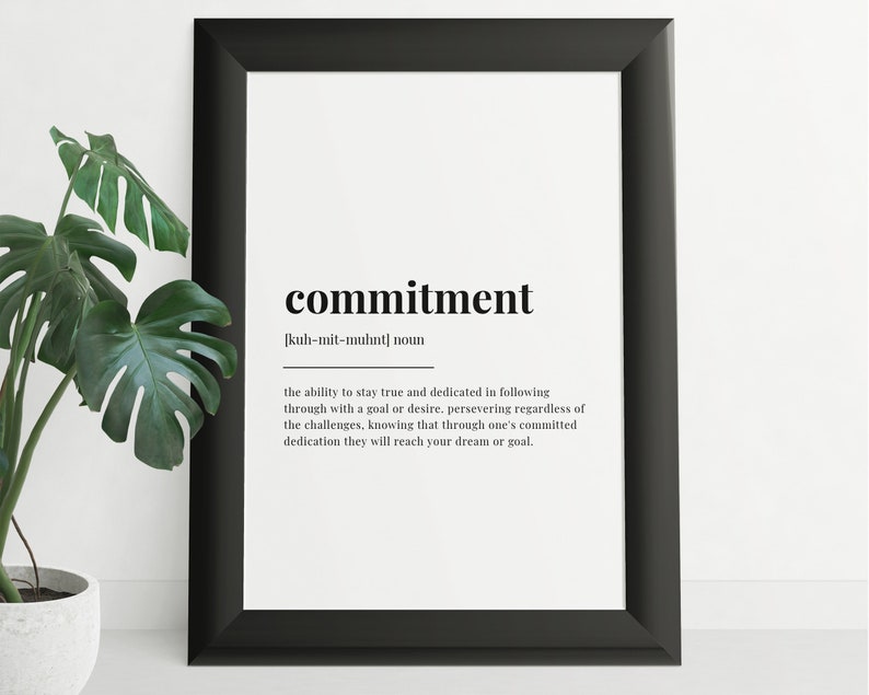 COMMITMENT DEFINITION PRINT | Wall Art Print | Commitment Print ...
