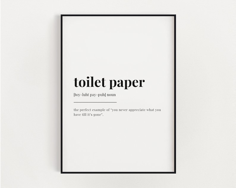 TOILET PAPER DEFINITION Print Wall Art Print Toilet Paper Etsy UK