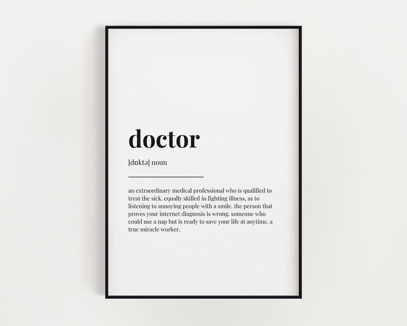 DOCTOR DEFINITION MEANING Printable Wall Art Doctor Gift Etsy
