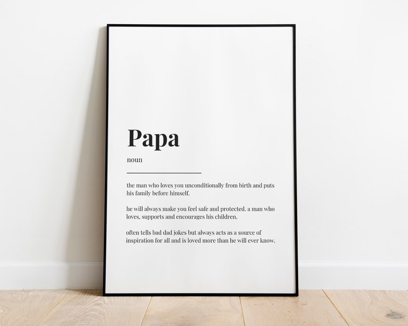 PAPA QUOTE ART Wall Art Print Father Day Gift Papa Print Etsy