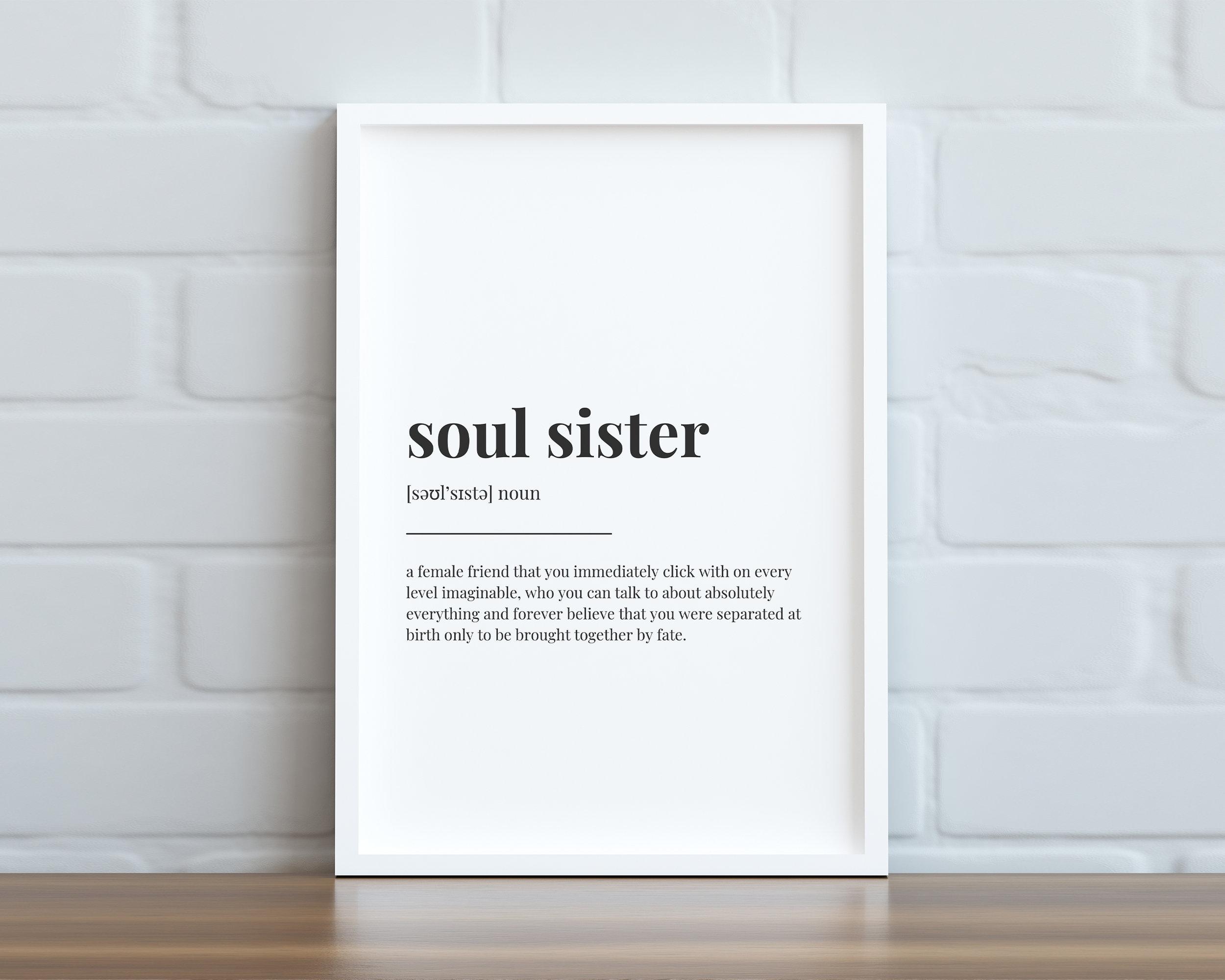 SOUL SISTER DEFINITION Print, Wall Art Print, Quote Wall Art, Best