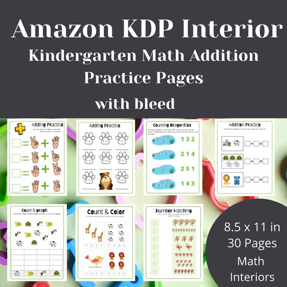 KDP Interior For Kids Canva Template | Kindergarten Math Practice Interior | Amazon KDP | Low Content Book Interior | Kids Math Printable |