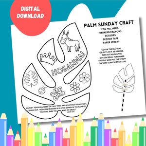 Palm Sunday Palm Leaf Kids Craft Sunday School John 12:13 Hosanna cut out palm coloring homeschool palm week
