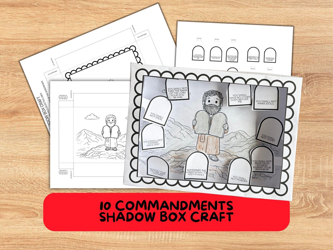 Ten Commandments Shadow Box 10 Commandments Shadow Box Craft | Bible Craft for Kids | Sunday School ...