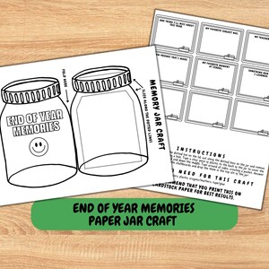 End of Year School Memories Jar Craft | Last Day of School Activity | Memory Jar | Classroom Keepsake | Teacher & Student Reflection
