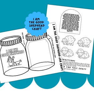 The Good Shepherd Bible Jar Craft, John 10:11-16 Bible Lesson, Sunday School Printable, Good Shepherd Parables of Jesus Activity for Kids