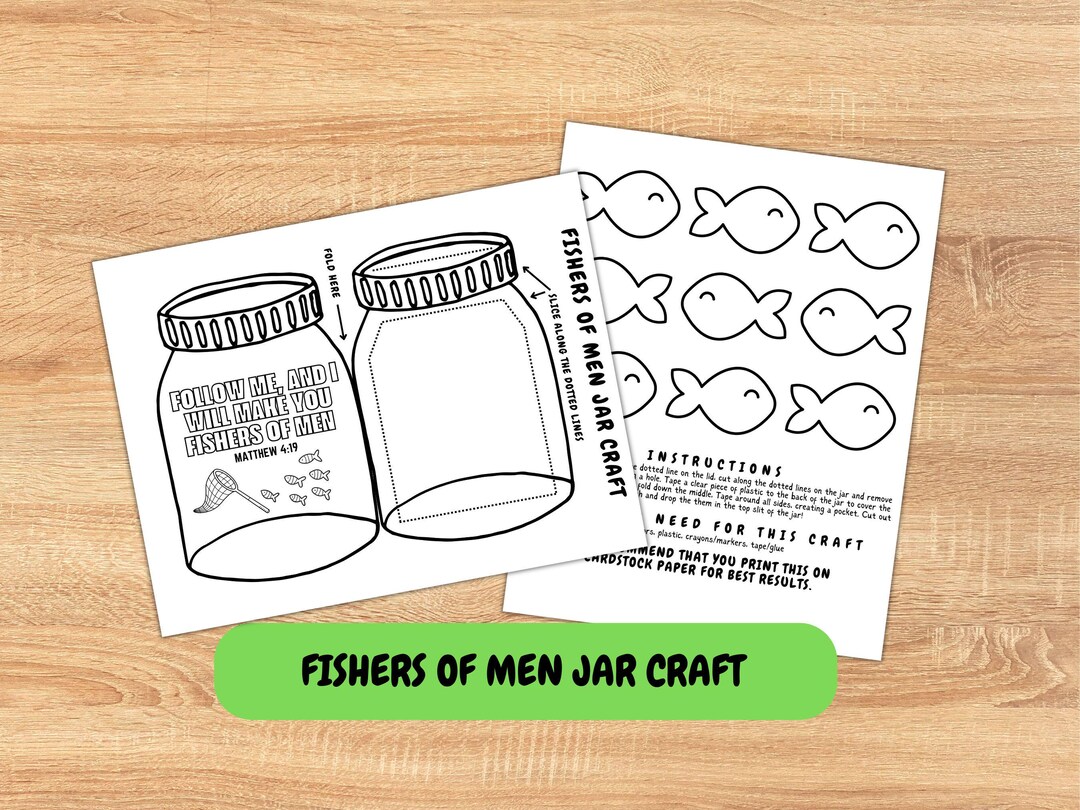 Fishers of Men Printable Jar Craft, Bible Lesson Craft, Sunday School
