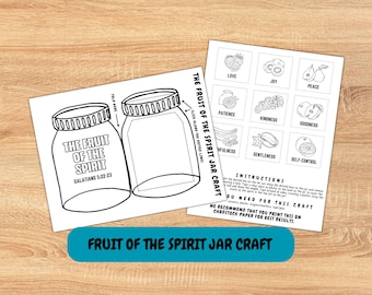 Fruit of the Spirit Jar Craft | Christian Kids Bible Craft | Galatians 5:22-23 Activity | Sunday School Printable | Sunday School Craft