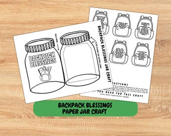 Backpack Blessings Jar Craft – Bible Verse Activity | Encouragement Scripture Craft for Kids | Back to School Christian Printable