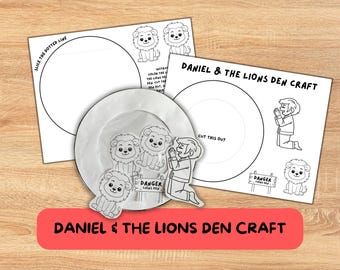 Daniel and the Lions Den Printable Kid's Craft, Bible Story Activity, Sunday School Preschool Craft, Daniel in the Lions Den Bible Story
