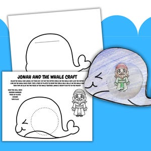 Jonah & the Whale Bible Story Craft, Sunday School Craft, Kid&#39;s Craft, Jonah and the Fish, Coloring Interactive Craft