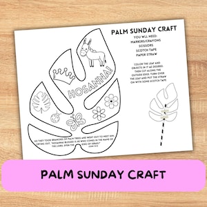 Palm Sunday Palm Leaf Kids Craft, Sunday School Holy Week Activity, Holy Week for Kid's, Printable Palm Sunday Craft, Children's Church