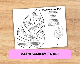 Palm Sunday Palm Leaf Kids Craft, Sunday School Holy Week Activity, Holy Week for Kid's, Printable Palm Sunday Craft, Children's Church