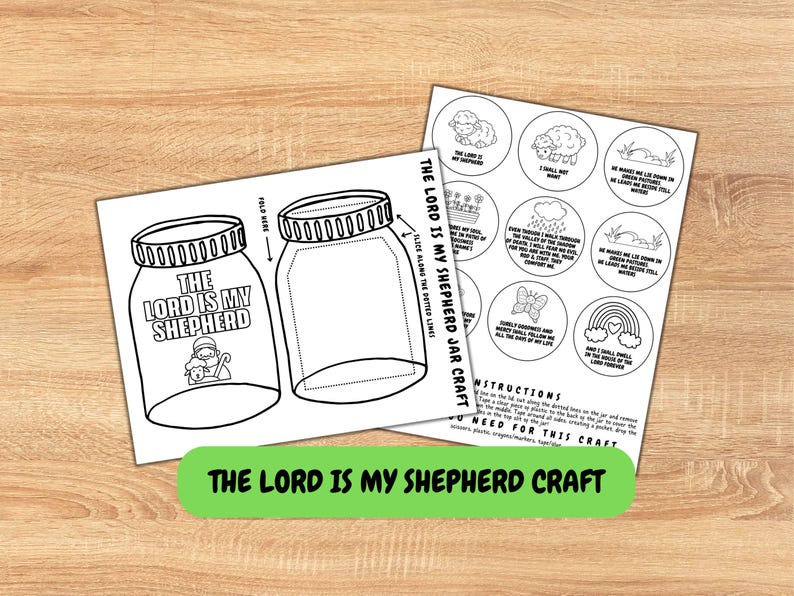 The Lord is My Shepherd Jar Craft Printable | Psalm 23 Bible Craft for ...