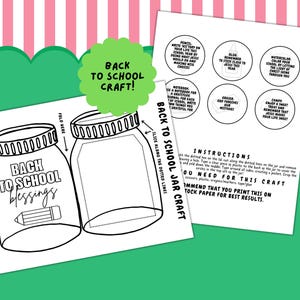 Printable Back to School Craft for Kids, Back to School Jar Activity, Christian Sunday School Craft, Children&#39;s Church, School Based Craft