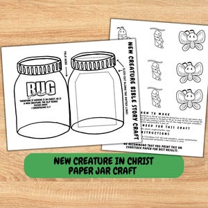 New Creature in Christ Jar Craft | Butterfly Bible Craft for Kids | 2 Corinthians 5:17 Activity | Christian Jar Craft Printable