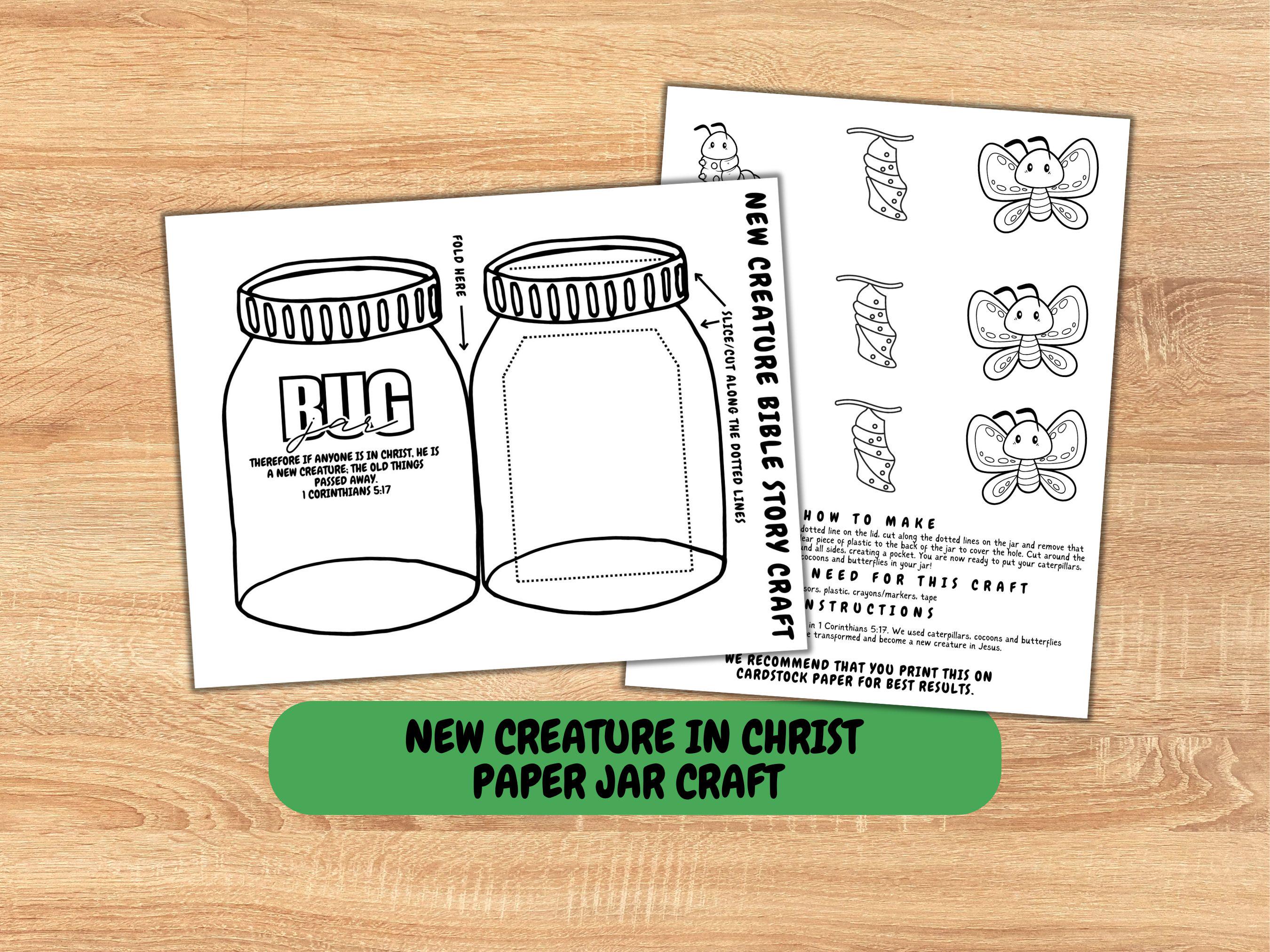 New Creature in Christ Jar Craft Butterfly Bible Craft for Kids 2…