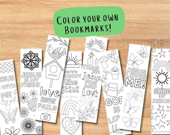Printable Kid's Bookmarks, Religious Craft, Kids Coloring Bookmarks, Jesus Loves me Craft, Sunday School Printable, Christian Kids Craft