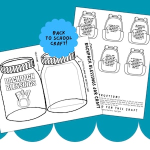 Back to School Bible Lesson Craft, Backpack Blessing Printable Jar, Cutting Childrens Ministry Christian Sunday School Homeschool Activity
