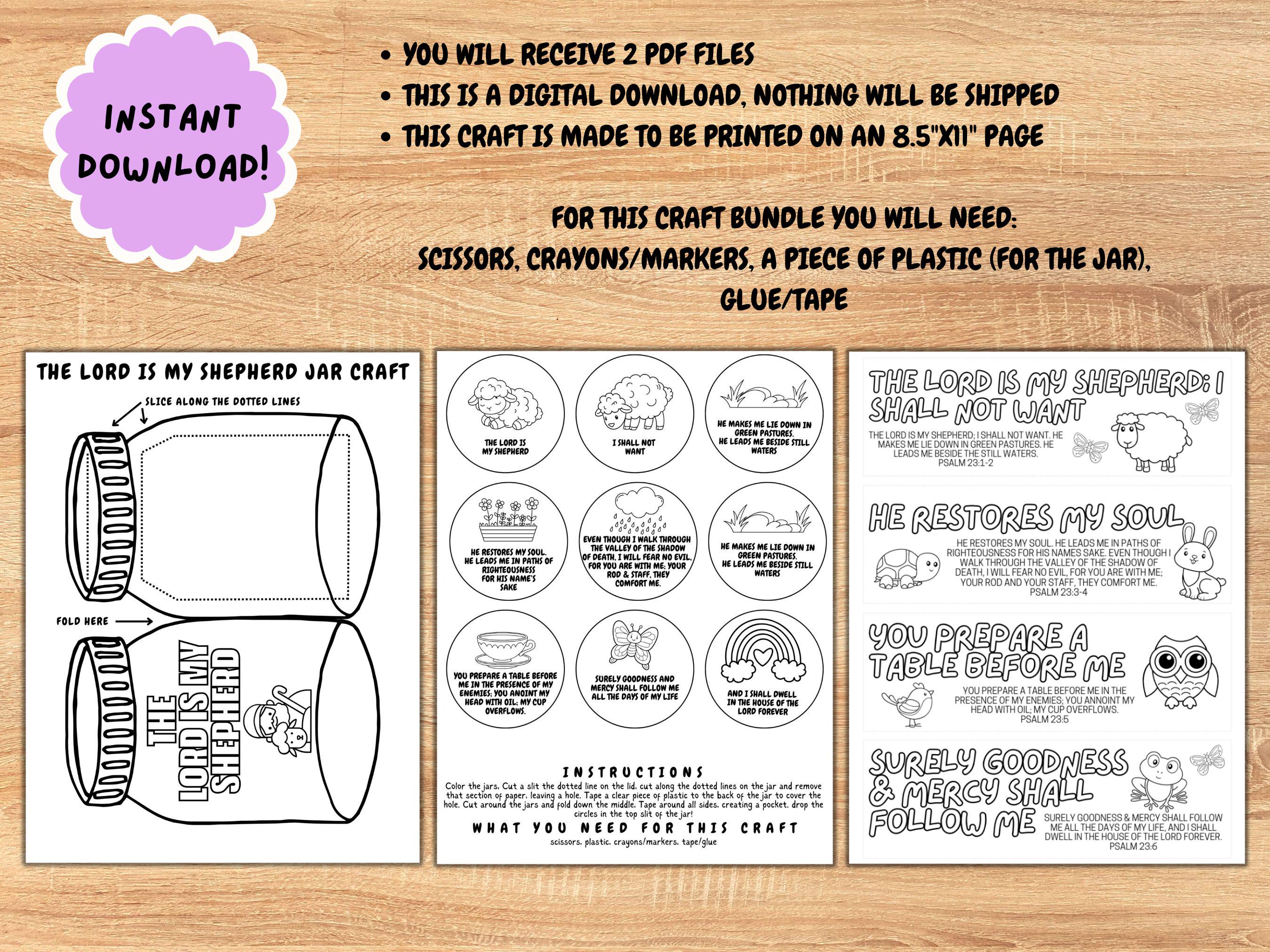 The Lord is My Shepherd Printable Craft Bundle | Psalm 23 Bible Lesson ...