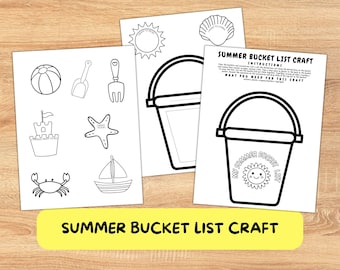 Summer Bucket List Craft | Beach Bucket Craft for Kids | Summer Writing Activity | End of Year Classroom | Summer Bucket List Activity