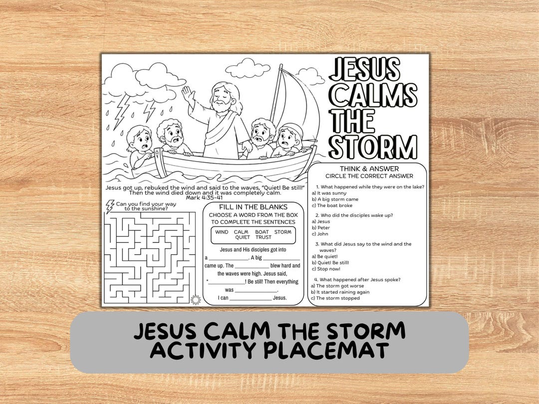 Jesus Calms the Storm Activity Mat | Bible Story Printable for Kids ...