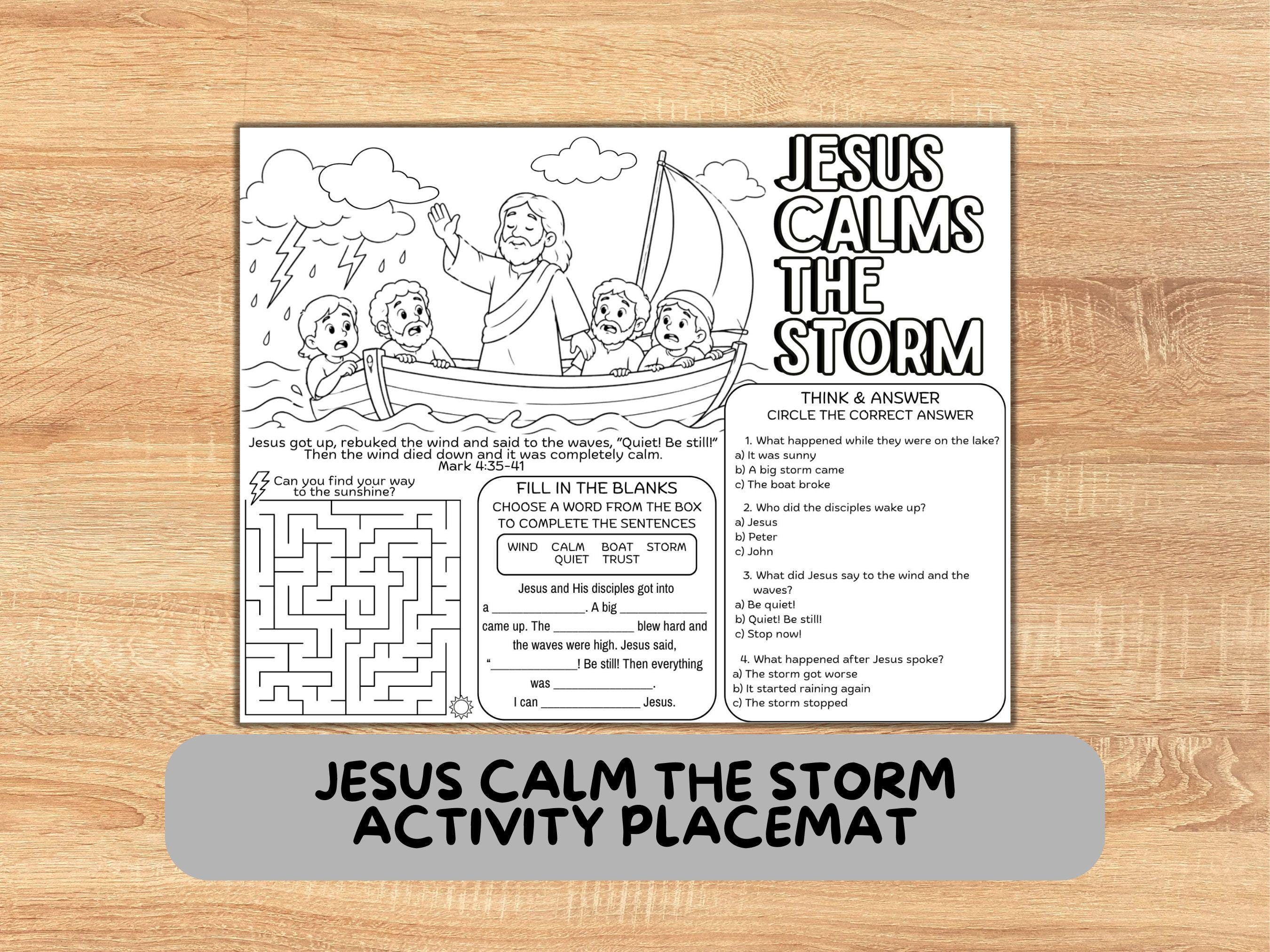 Jesus Calms the Storm Activity Mat | Bible Story Printable for Kids ...