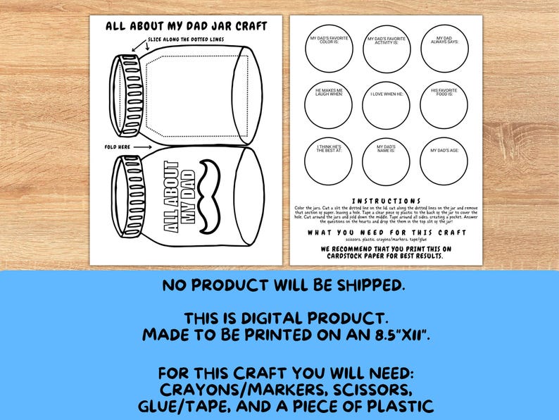 All About Dad Jar Craft Printable | Father’s Day Gift From Kids ...