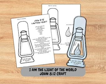I am the Light of the World Lantern Craft, Bible Story Activity, John 8:12 Light of the World, Printable Paper Lantern Sunday School Craft