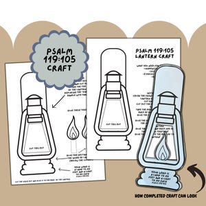 Thy Word is A Lamp Unto My Feet Lantern Craft, Bible Story Activity, Psalm 119:105 Craft, Printable Lantern Sunday School Craft