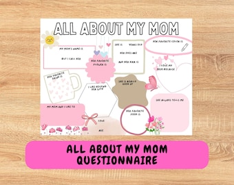 All About My Mom Printable | Mother’s Day Questionnaire for Kids | Fill-in-the-Blank Mom Interview | Mother's Day Coloring Activity