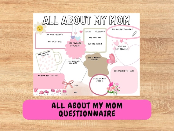 All About My Mom Printable | Mother’s Day Questionnaire for Kids | Fill-in-the-Blank Mom Interview | Mother's Day Coloring Activity