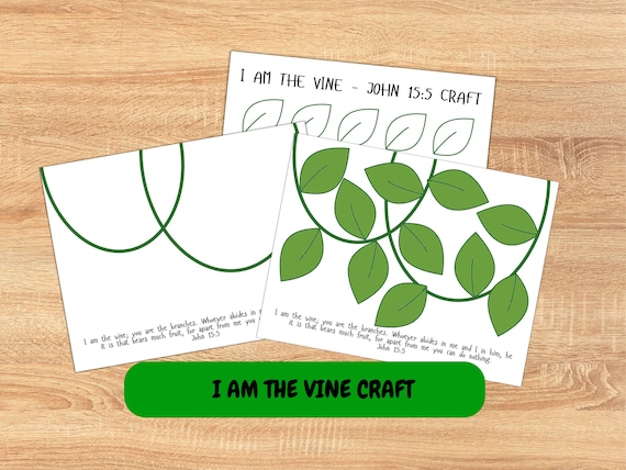 I Am the Vine You Are the Branches Printable Kid's Craft, John 15:5 Bible Story Craft, Sunday School Activity, Christian Kid's Craft